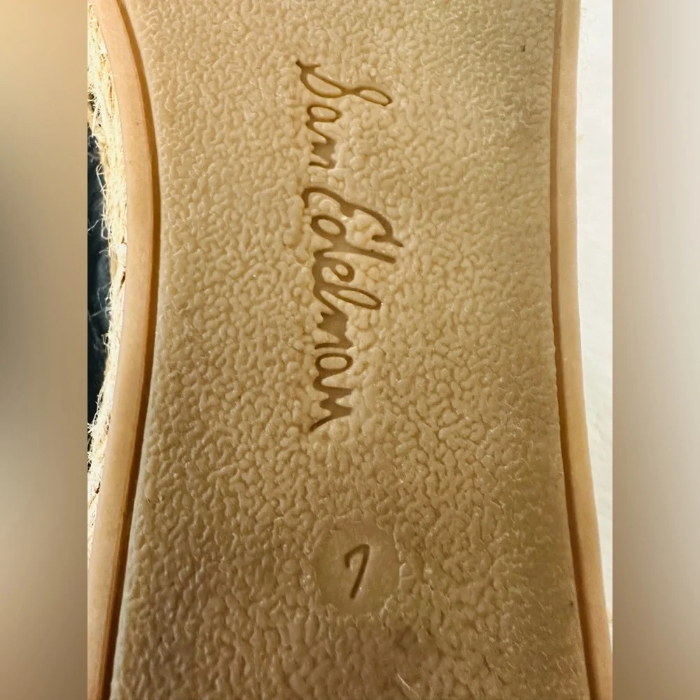 Sam Edelman Kesia Leather Espadrille Flats in Black Size 7